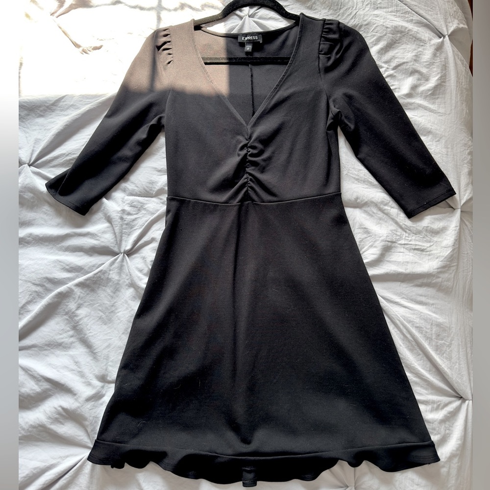 Black V-Cut Aline Mini Dress
